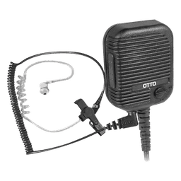 Micrófono-Bocina para Radio Portátil / Control de Volumen / PTT 1 Millón de Ciclos / Jack 2.5 mm / Cable Espiral 40 lb / Clip 360° / MIL-STD-810