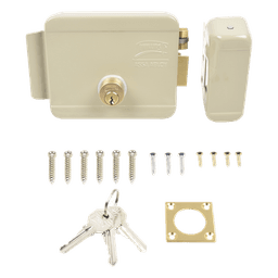 Cerradura Eléctrica / Doble Cerrojo / 12 VCC/VCA / Activación por Pulso 2 s / Exterior Derecha / 129 x 103 x 38 mm