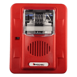 Sirena Estrobo, 24 Vcd, Multi-Candela 15 hasta 110 cd, Montaje En Pared, Color Rojo, Serie HEC3 (0500-06020), Hochiki 