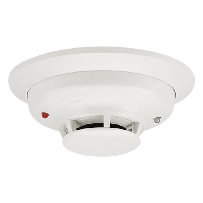Detector fotoeléctrico de humo de 2 hilos con sensor térmico fijo a 57 grados C, para sistemas convencionales