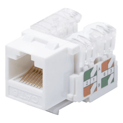 Módulo Jack Keystone Cat6 con Terminación 110 (Punchdown) para Faceplate - Color Blanco