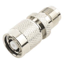 Adaptador RF en Línea / Conector TNC Macho Inverso a TNC Hembra / Cuerpo Bronce Niquelado / Contacto Oro / Aislante Teflón