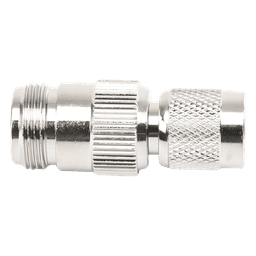 Adaptador RF en Línea / TNC Macho Inverso a N Hembra / Cuerpo Bronce Niquelado / Contacto Oro / Aislante Teflón
