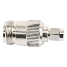 Adaptador Coaxial en Línea / SMA Macho Inverso a N Hembra / Frecuencia 18 GHz / Cuerpo Bronce Niquelado / Contacto Oro / Aislante Teflón