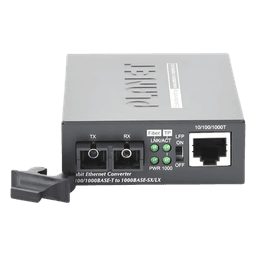 Convertidor de Medios / 1000 Mbps / Fibra Óptica Mono-Modo / 20 km (12.4 mi) / Conector SC / RJ45 Auto-MDI/MDI-X