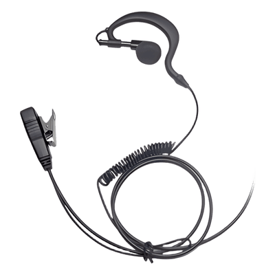 Micrófono-Audífono Profesional / Gancho Ergonómico / Cable de Resorte / Conector 2 Pines / PTT de Solapa