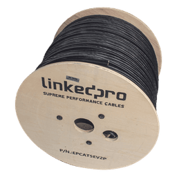 Bobina de Cable Siamés Cat5e CCA + 2 Cables Gruesos (16 AWG) / 305 m (1000 ft) / Exterior / Industrial para Climas Extremos