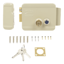 Cerradura Eléctrica / Doble Cerrojo / 12 VCC/VCA / Consumo 2 A/4 A / Botón Integrado / Izquierda / Exterior