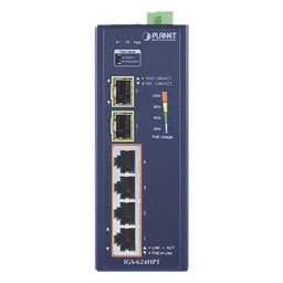 Switch PoE Industrial No Administrable de 4 Puertos PoE 10/100/1000T 802.3at, 2 Puertos SFP 10/1000X