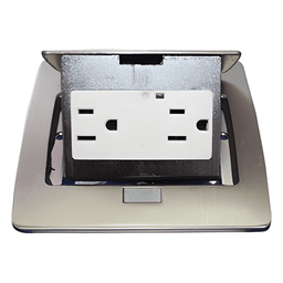 Mini Caja de Piso Rectangular en Acero Inoxidable con 2 Contactos Eléctricos (11000-21201)