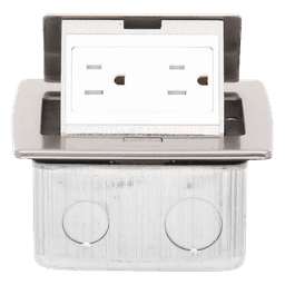 Mini Caja de Piso Rectangular en Acero Inoxidable con 2 Contactos Eléctricos (11000-21201)