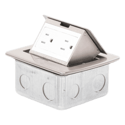 Mini Caja de Piso Rectangular en Acero Inoxidable con 2 Contactos Eléctricos (11000-21201)