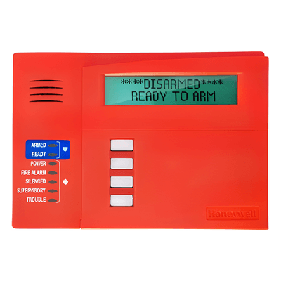 Teclado alfanumérico LCD con indicadores de incendio para paneles combinados de incendio e intrusión