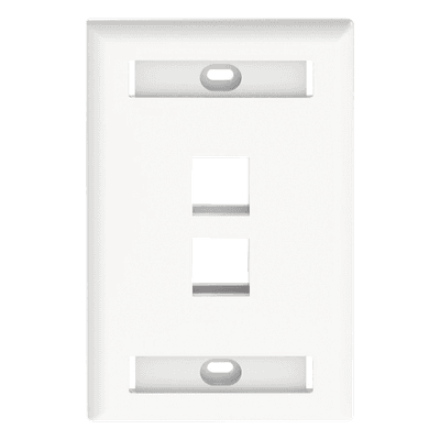 Placa de Pared Vertical / 2 Puertos Keystone / 69.8 x 114.3 mm / 2.75 x 4.5 pulg. / Con Espacios para Etiquetas / Color Blanco