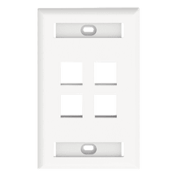 Placa de Pared Vertical, Salida Para 4 Puertos Keystone, Con Espacios Para Etiquetas, Color Blanco