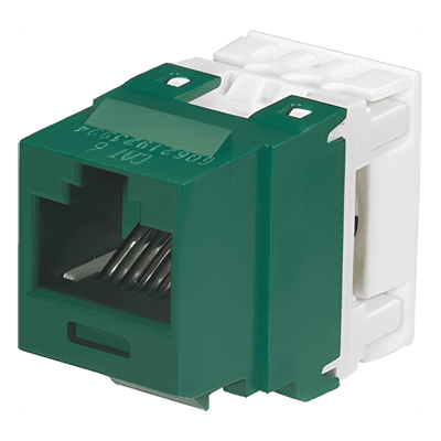 Conector Jack Estilo 110 (de Impacto), Tipo Keystone, Categoría 6, de 8 Posiciones y 8 Cables, Color Verde
