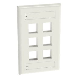 Placa de Pared Vertical / 6 Puertos Keystone / Blanco Mate / 2.75 x 4.5 pulg.