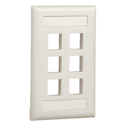 Placa de Pared Vertical / 6 Puertos Keystone / ABS / 69.8 x 114.3 mm / 2.75 x 4.5 pulg. / RoHS / Blanco
