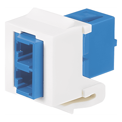 Módulo Acoplador LC Duplex, para Fibra Óptica Monomodo OS1/OS2, Tipo Keystone, Color Blanco Mate
