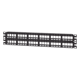 Panel de Parcheo Modular Keystone / 48 Puertos / 2UR / 19" / Numerado / Plano Negro
