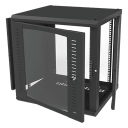 Gabinete de Pared para Rack 19in / 12 Unidades / Carga 100 kg / Puerta Cristal Templado / Postes Ajustables
