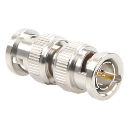 Adaptador Coaxial / BNC Macho a BNC Macho / 75 Ohm / Montaje en Línea / Cuerpo Niquelado / Contacto Oro / Aislante Teflón