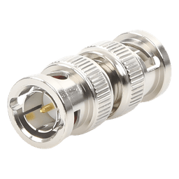 Adaptador Coaxial / BNC Macho a BNC Macho / 75 Ohm / Montaje en Línea / Cuerpo Niquelado / Contacto Oro / Aislante Teflón