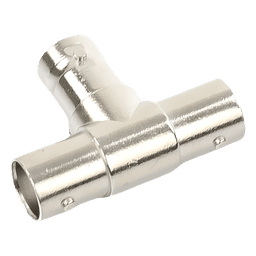 Adaptador en T para 75 Ohm de triple conectores BNC Hembras, Níquel/ Oro/ Teflón.