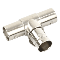 Adaptador en T para 75 Ohm de triple conectores BNC Hembras, Níquel/ Oro/ Teflón.