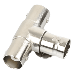 Adaptador en T para 75 Ohm de triple conectores BNC Hembras, Níquel/ Oro/ Teflón.