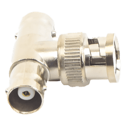 Adaptador en T para 75 Ohm de Conector BNC Macho a Doble BNC Hembra, Níquel/ Oro/ Teflón.