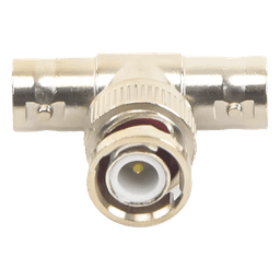 Adaptador en T para 75 Ohm de Conector BNC Macho a Doble BNC Hembra, Níquel/ Oro/ Teflón.