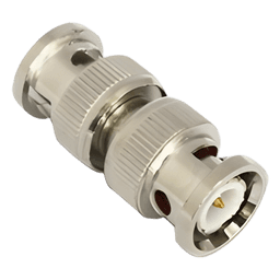 Adaptador tipo barril para 75 Ohm, de conector BNC macho a BNC macho, Níquel/ Oro/ Teflón.