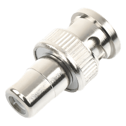 Adaptador en Línea para 75 Ohm, de Conector BNC Macho a RCA Hembra en Aplicaciones de Audio-Video para Cámaras, Monitores y DVR's.