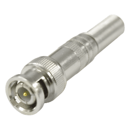 Conector BNC Macho / 75 Ohm / Resorte de Presión / RG-59/RG-6 / Níquel-Oro-PTFE / 41.7 mm (0.14 ft) Largo
