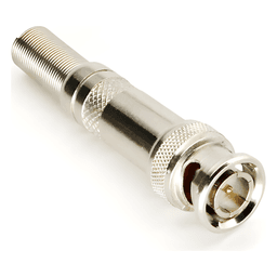 Conector BNC Macho / 75 Ohm / Resorte de Presión / RG-59/RG-6 / Níquel-Oro-PTFE / 41.7 mm (0.14 ft) Largo