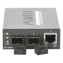 Convertidor de Medios / Puerto 10/100/1000Base-T / Doble Ranura SFP / Hasta 120 km / 2.8 W