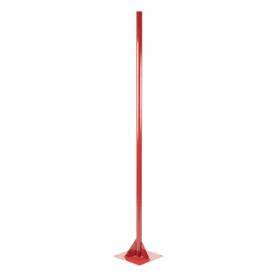 Base Plana con Mástil / Acero 30 x 30 cm / Tubo 1 7/8" Calibre 18 / Altura 2 m (6.6 ft) / Cartabones Inox 3/16" / Salida Cable 1"