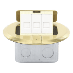 Mini Caja de Piso Redonda / Bronce / 3 Puertos / 0.829 kg / Voz y Datos / Keystone