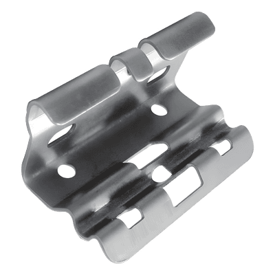 Mini clip automático, para unir tramos de charola, con acabado Electro Zinc 