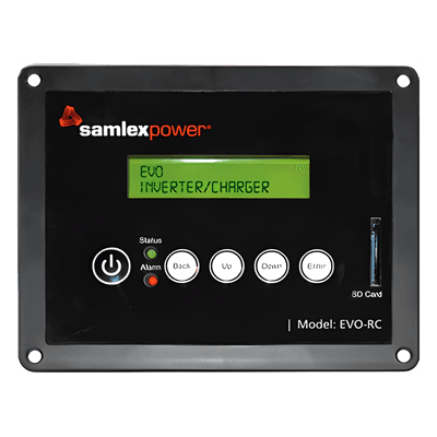 Control Remoto / Inversor-Cargador / Slot SD 16 GB / Cable 10 m (33 ft) / Monitoreo de Datos