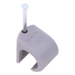 Grapa para cable redondo / 14mm / Calibre 6 / Polipropileno gris / 100 piezas / -10°C a +120°C