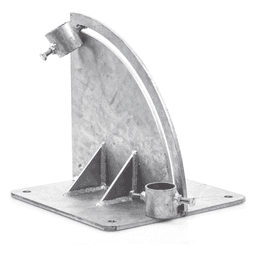 Base para Mástil con Ajuste de Ángulo / Acero Galvanizado en Caliente / Mástil 1" a 1-3/4" / Inclinación 0° a 60° / Tolerancia ±5 cm
