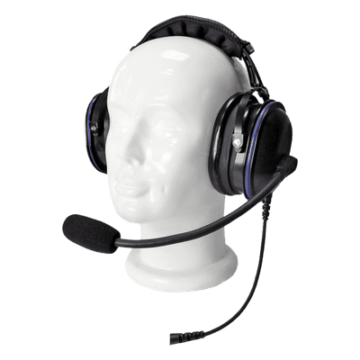 Auriculares de diadema / Doble con reducción de ruido / Micrófono con cancelación dinámica / Cable reforzado con Kevlar / Conector M09