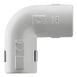 Unión en "L" (Codo) para tubería rígida, recomendado para cable eléctrico, PVC Auto-extinguible, de 25 mm 