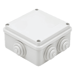 Caja Estanca de PVC Para Derivación y Conexión, 6 Entradas, Tapa Atornillada,100x100x50 mm (Área Interna), Uso Exterior IP55, Material que no Propaga el Fuego y Libre de Hálogenos