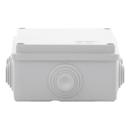 Caja Estanca de PVC Para Derivación y Conexión, 6 Entradas, Tapa Atornillada,100x100x50 mm (Área Interna), Uso Exterior IP55, Material que no Propaga el Fuego y Libre de Hálogenos