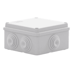 Caja Estanca de PVC Para Derivación y Conexión, 6 Entradas, Tapa Atornillada,100x100x50 mm (Área Interna), Uso Exterior IP55, Material que no Propaga el Fuego y Libre de Hálogenos