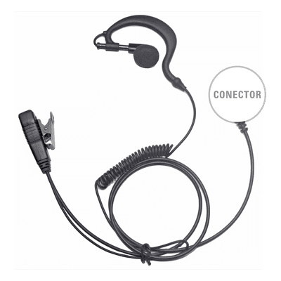 Micrófono-Audífono Profesional / Gancho Ajustable Tipo G / PTT de Solapa / Cable con Resorte / Compatible Motorola HT/GP Series