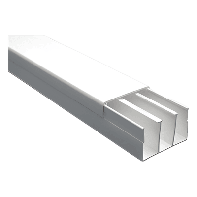 Canaleta sin troquel con tapa color blanco de PVC auto extinguible, 40 x 62 tramo 2.5m (6301-01251)